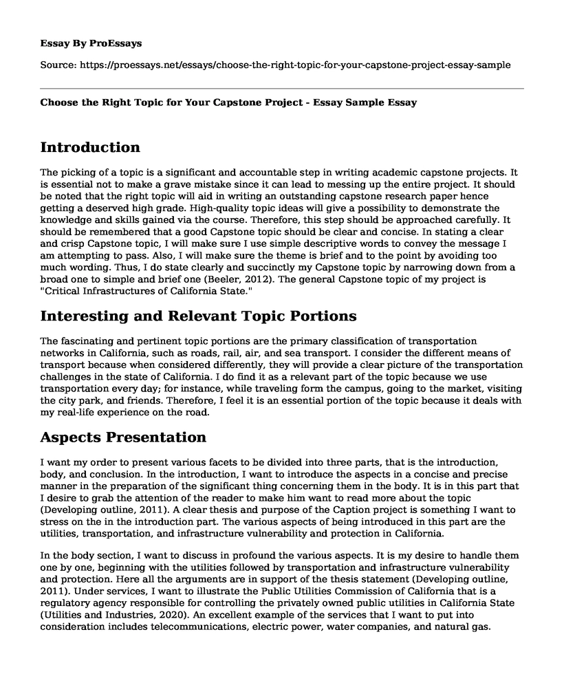 Choose the Right Topic for Your Capstone Project - Essay Sample