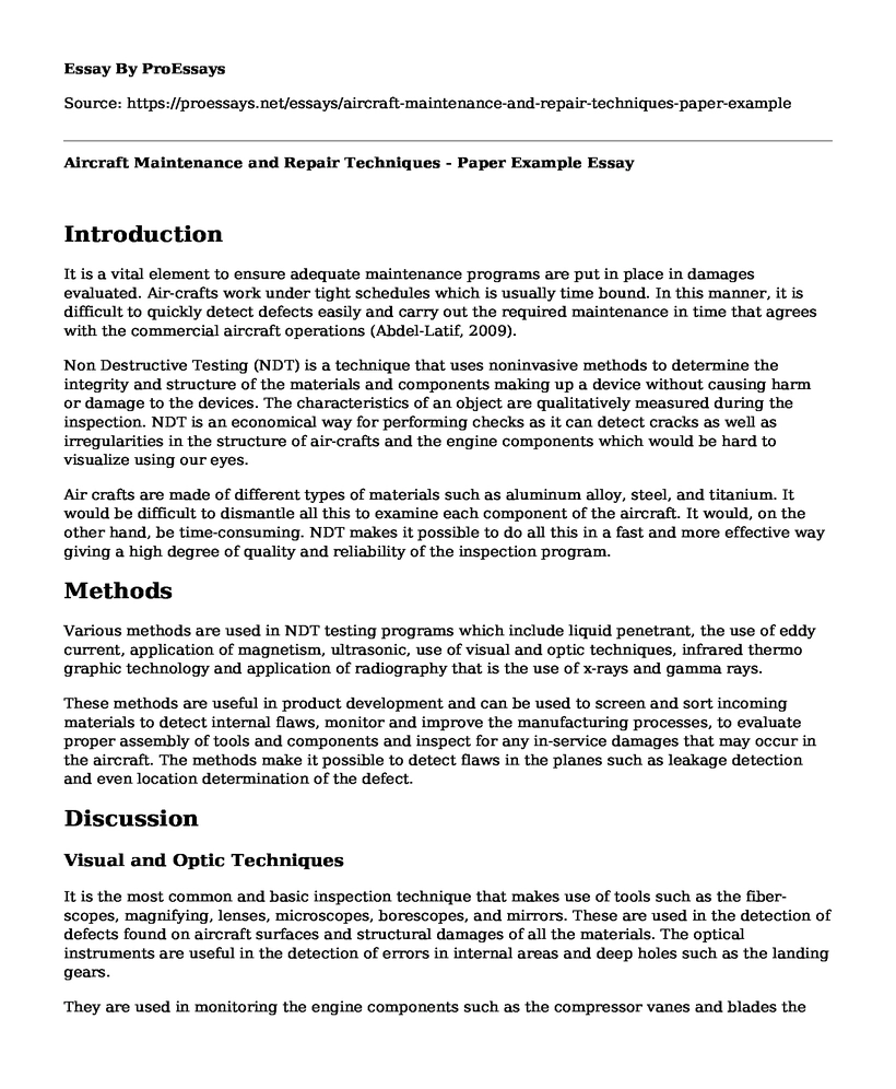 Aircraft Maintenance and Repair Techniques - Paper Example