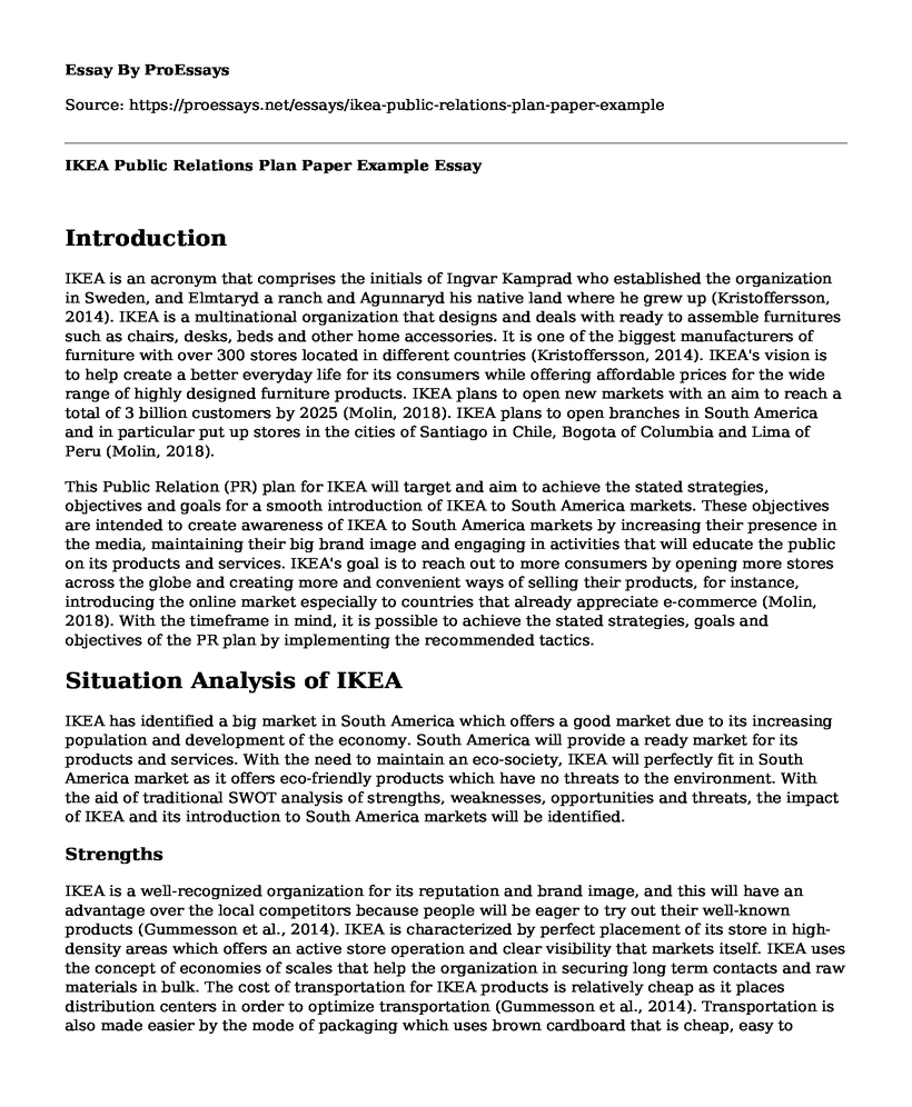 IKEA Public Relations Plan Paper Example