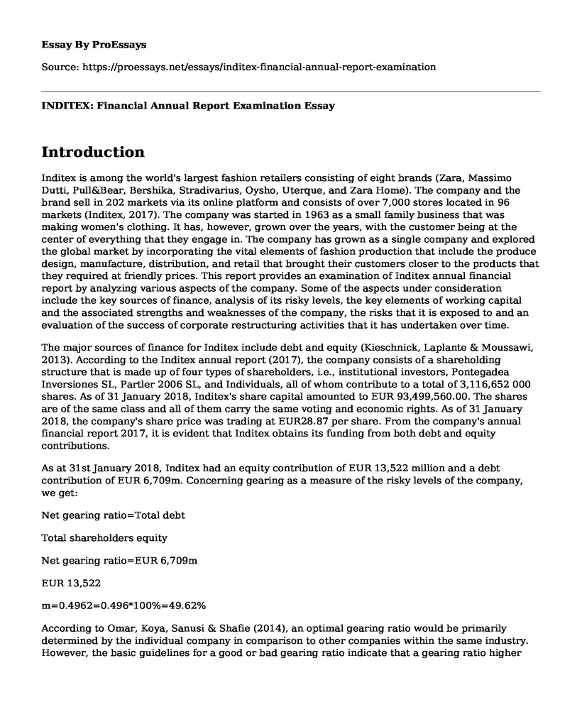 INDITEX: Financial Annual Report Examination