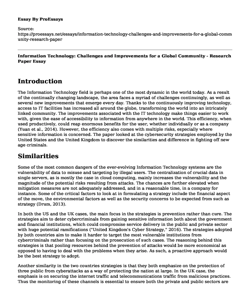 Information Technology: Challenges and Improvements for a Global Community - Research Paper