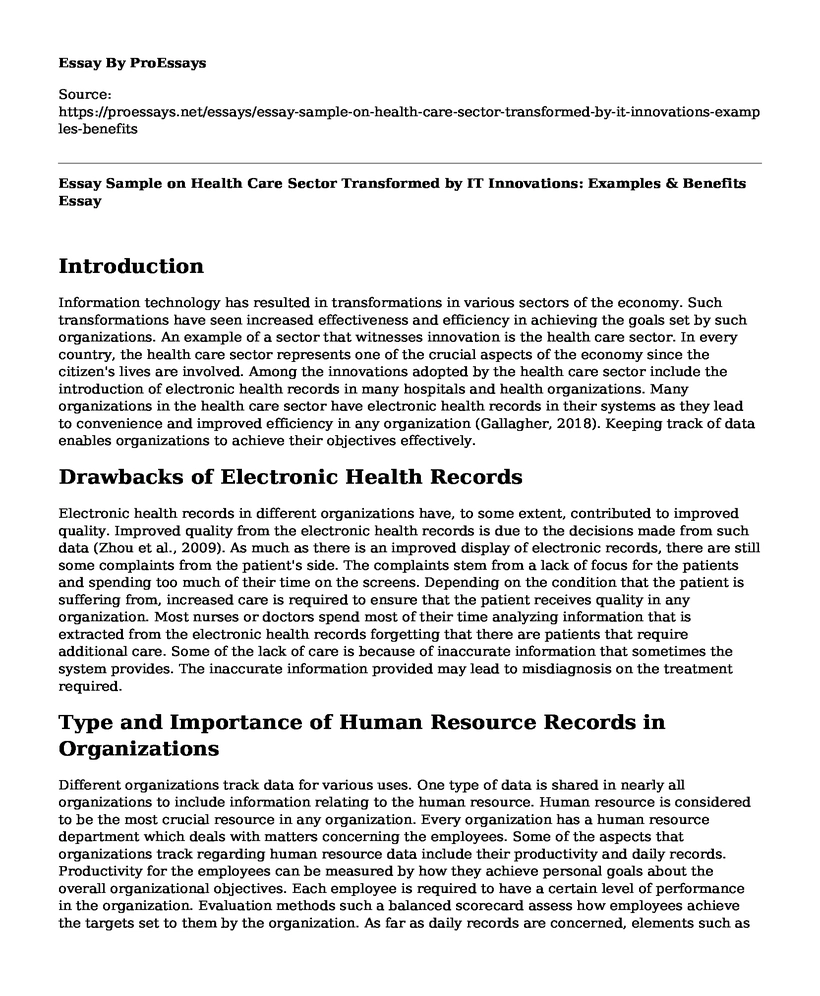 Essay Sample on Health Care Sector Transformed by IT Innovations: Examples & Benefits