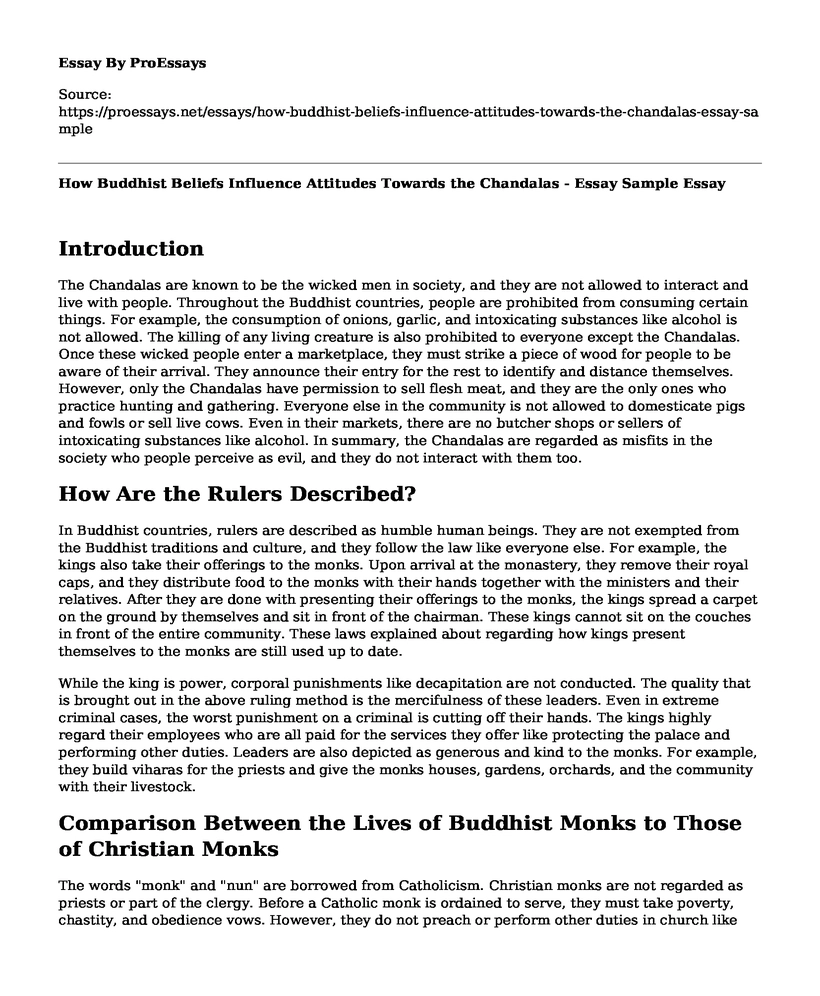 How Buddhist Beliefs Influence Attitudes Towards the Chandalas - Essay Sample