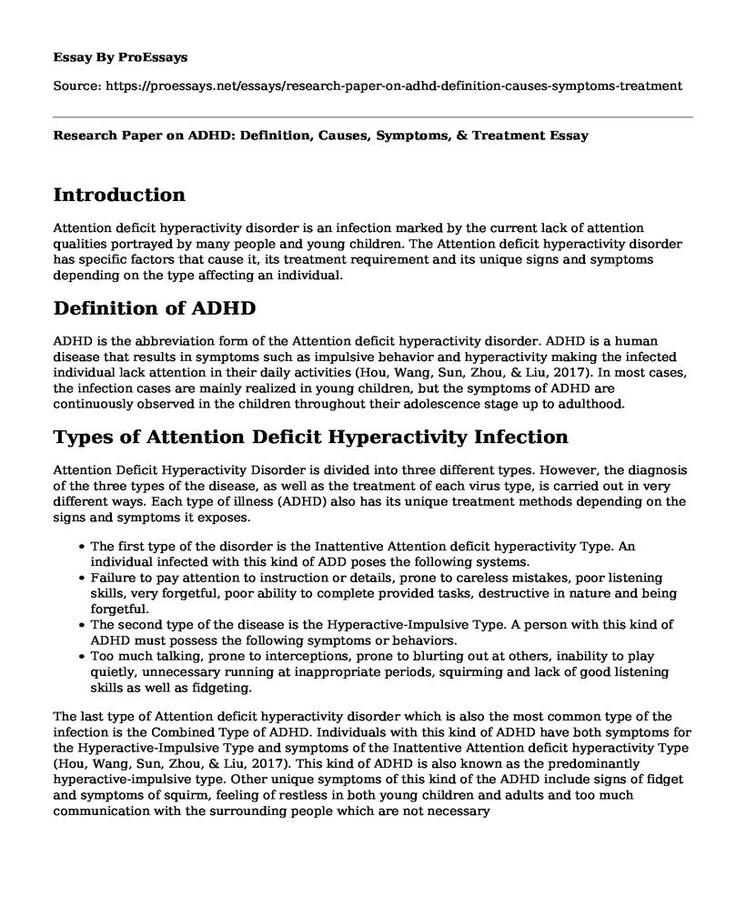 Research Paper on ADHD: Definition, Causes, Symptoms, & Treatment