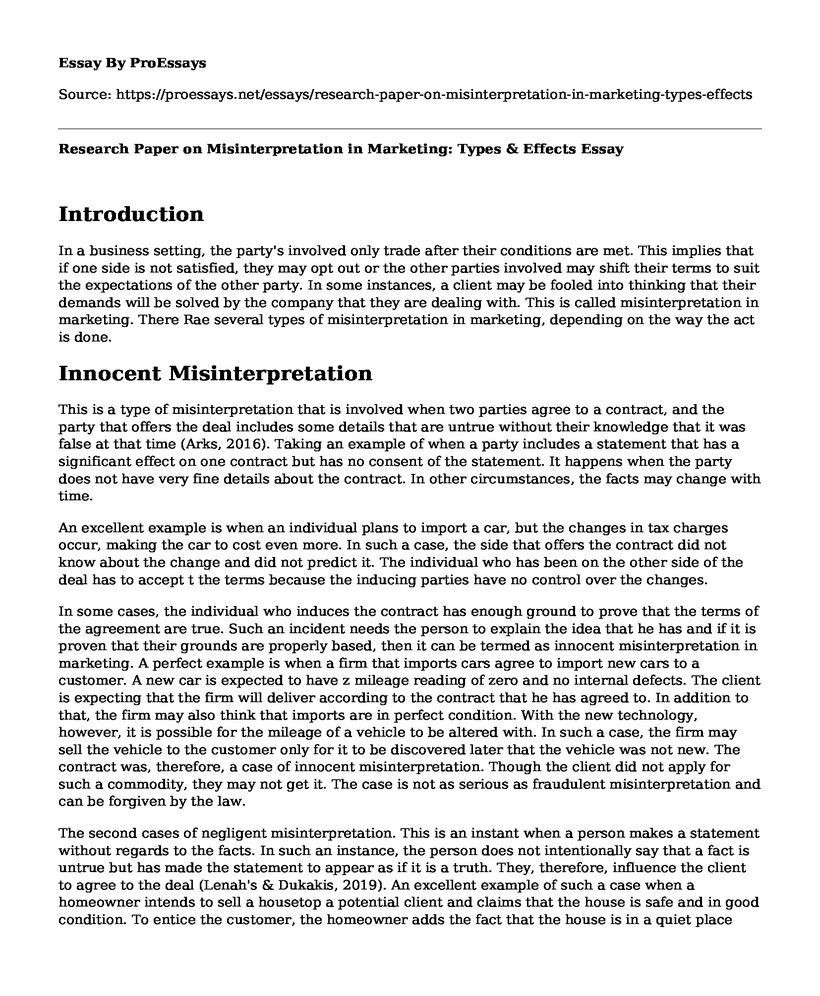Research Paper on Misinterpretation in Marketing: Types & Effects