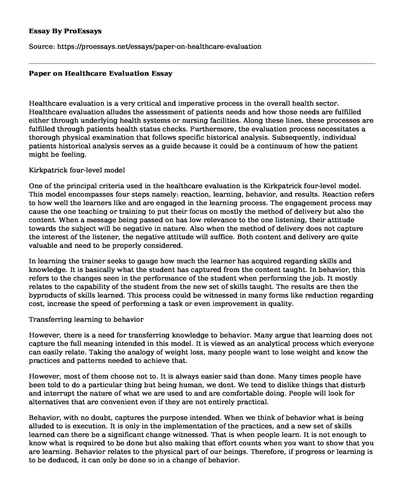 Paper on Healthcare Evaluation