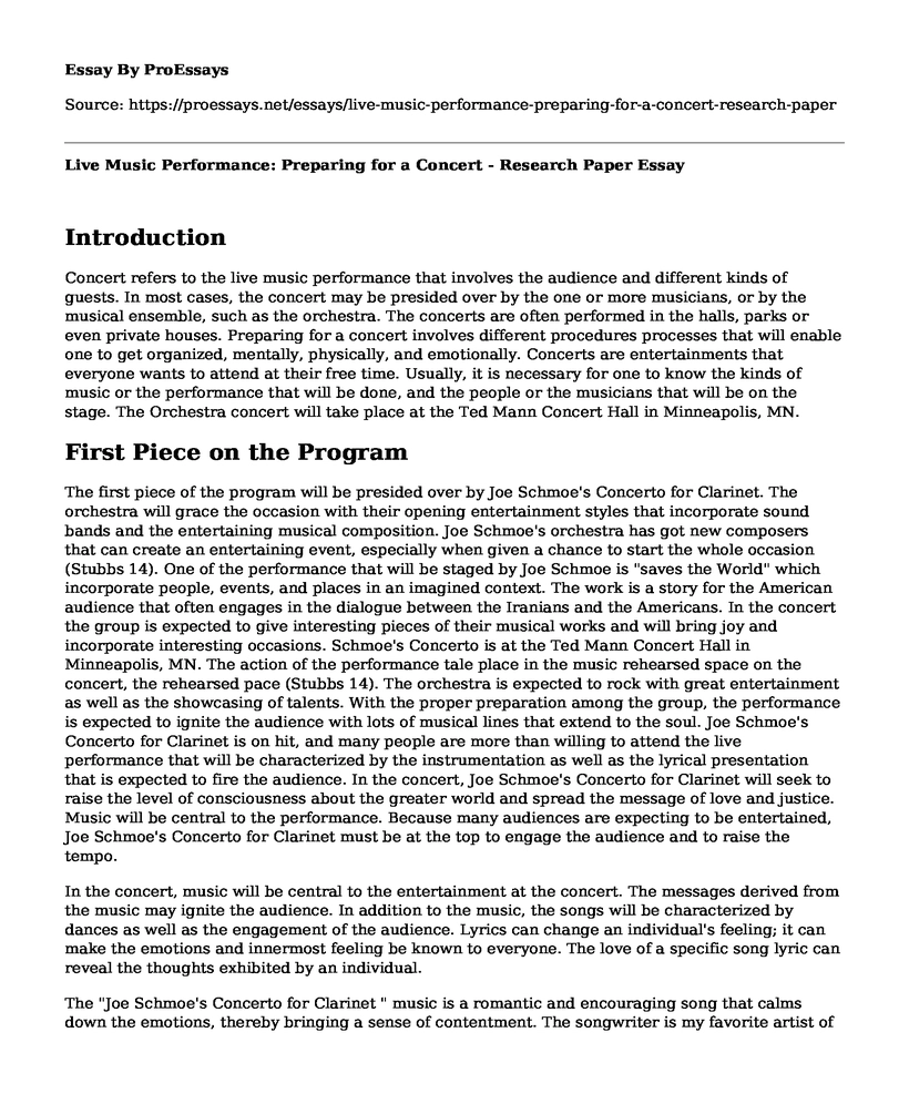 Live Music Performance: Preparing for a Concert - Research Paper