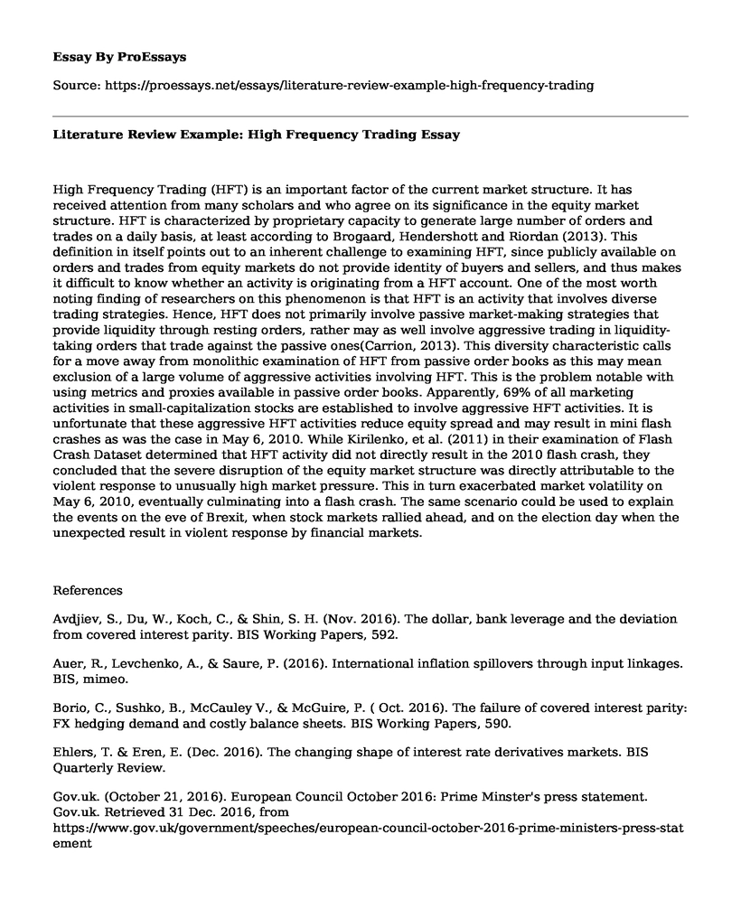 Literature Review Example: High Frequency Trading