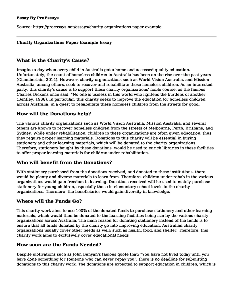 Charity Organizations Paper Example
