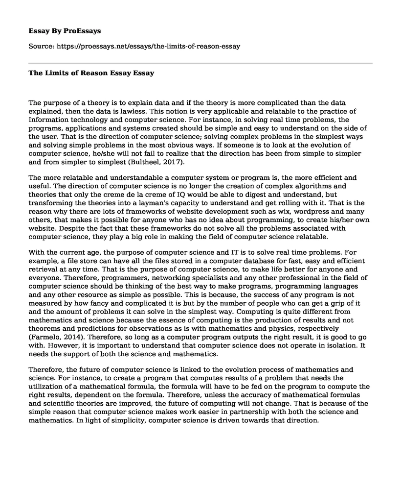 The Limits of Reason Essay