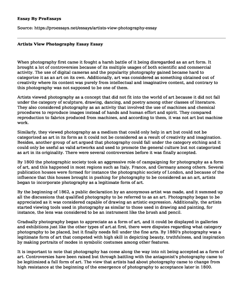 Artists View Photography Essay