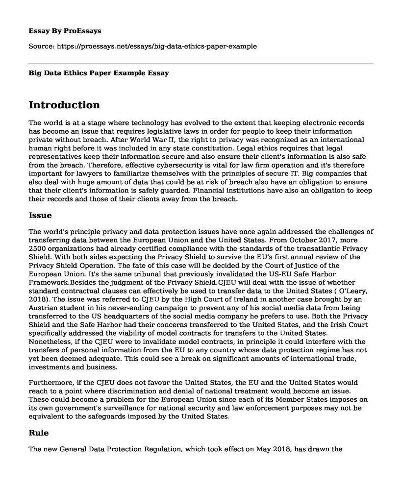 Big Data Ethics Paper Example