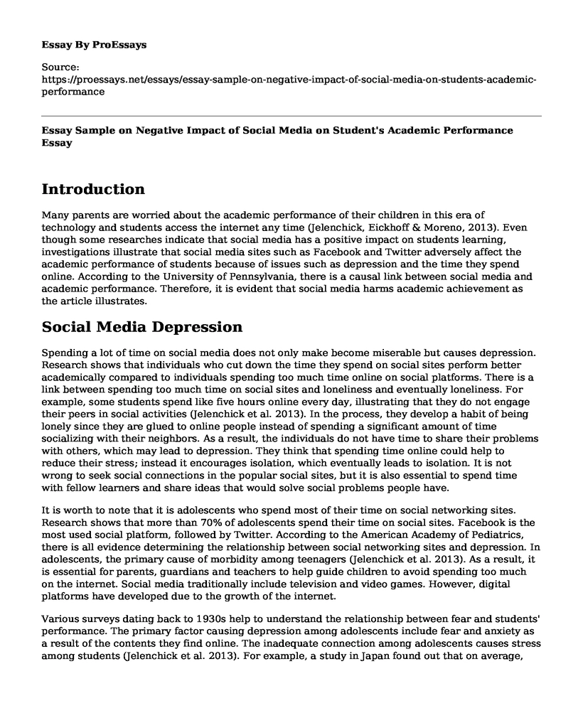 Negative Impact Of Social Media On Students Academic Performance