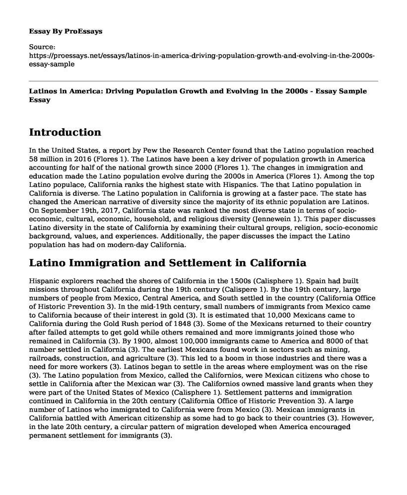 Latinos in America: Driving Population Growth and Evolving in the 2000s - Essay Sample