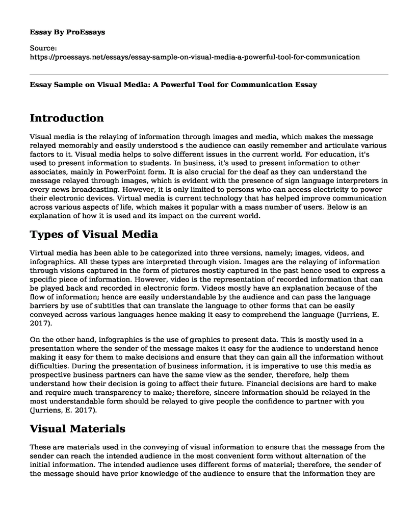 Essay Sample on Visual Media: A Powerful Tool for Communication