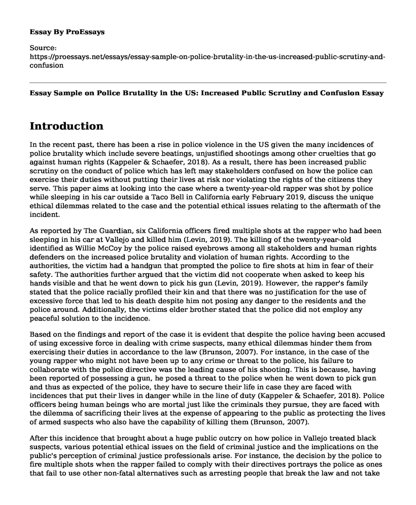 Essay Sample on Police Brutality in the US: Increased Public Scrutiny and Confusion