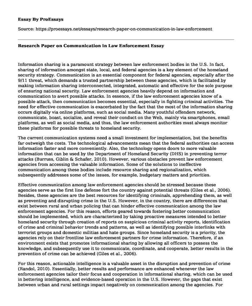 Research Paper on Communication in Law Enforcement