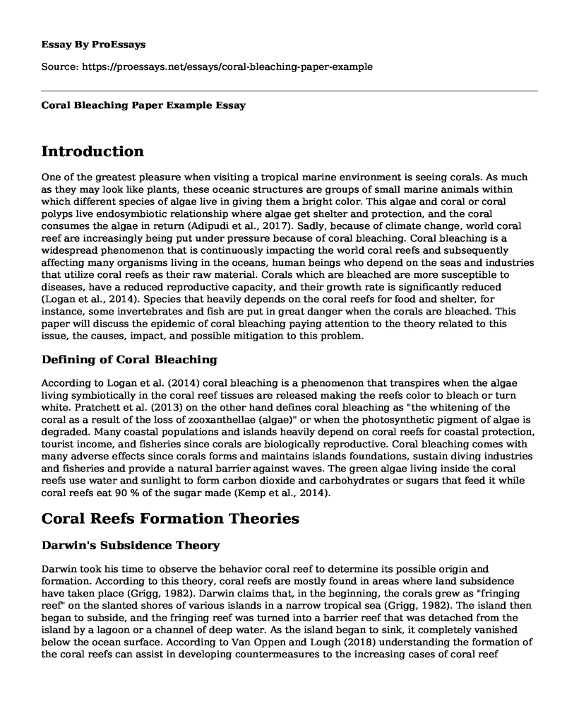 Coral Bleaching Paper Example