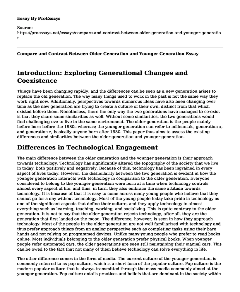 essay on difference between old and new generation