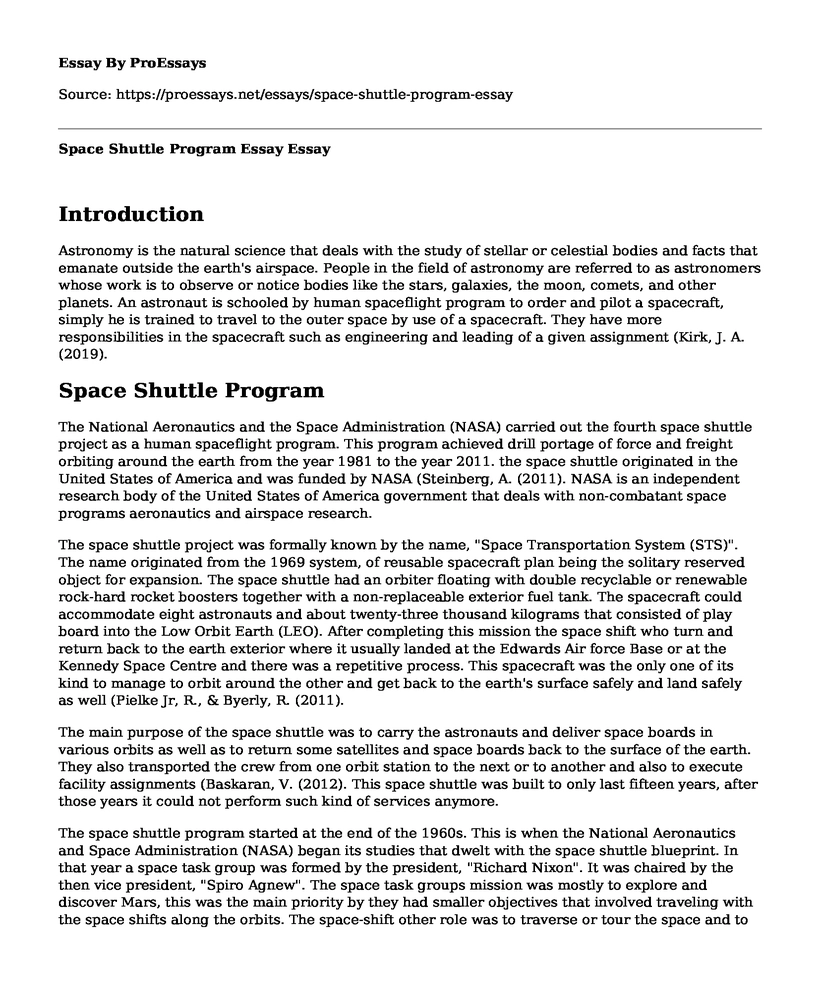 Space Shuttle Program Essay