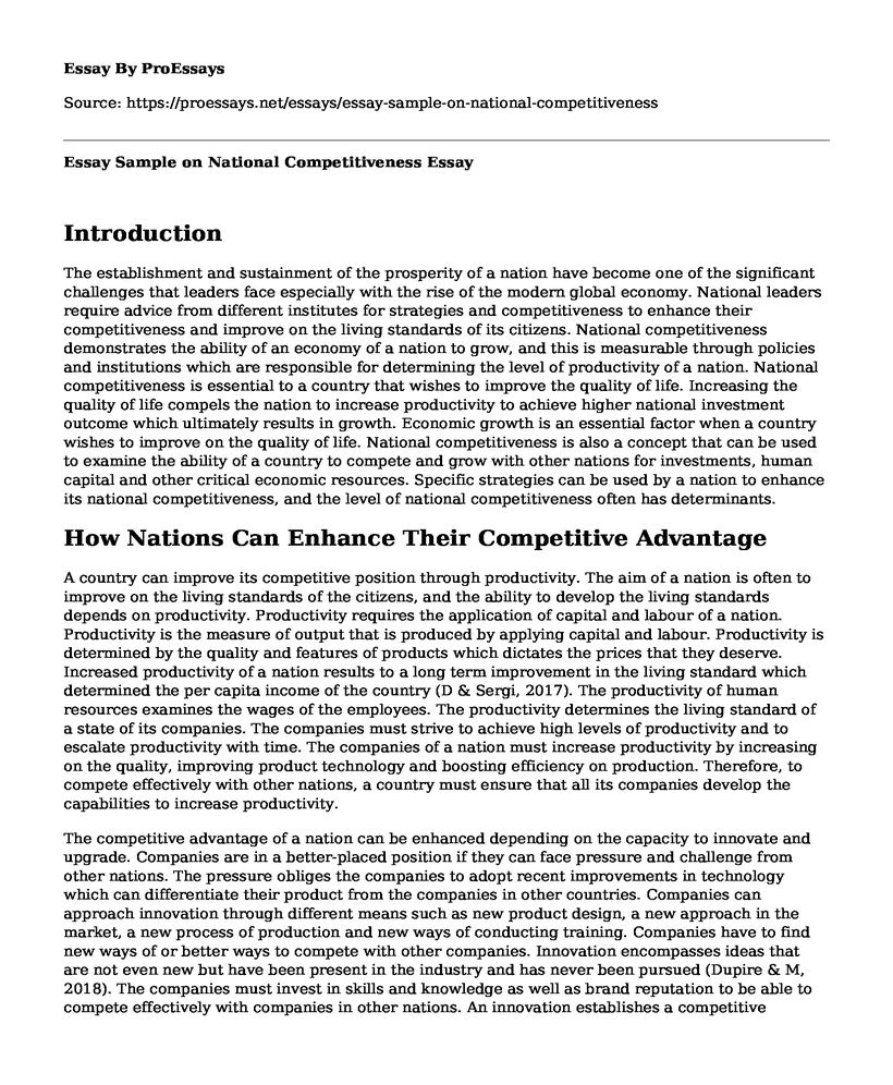 Essay Sample on National Competitiveness
