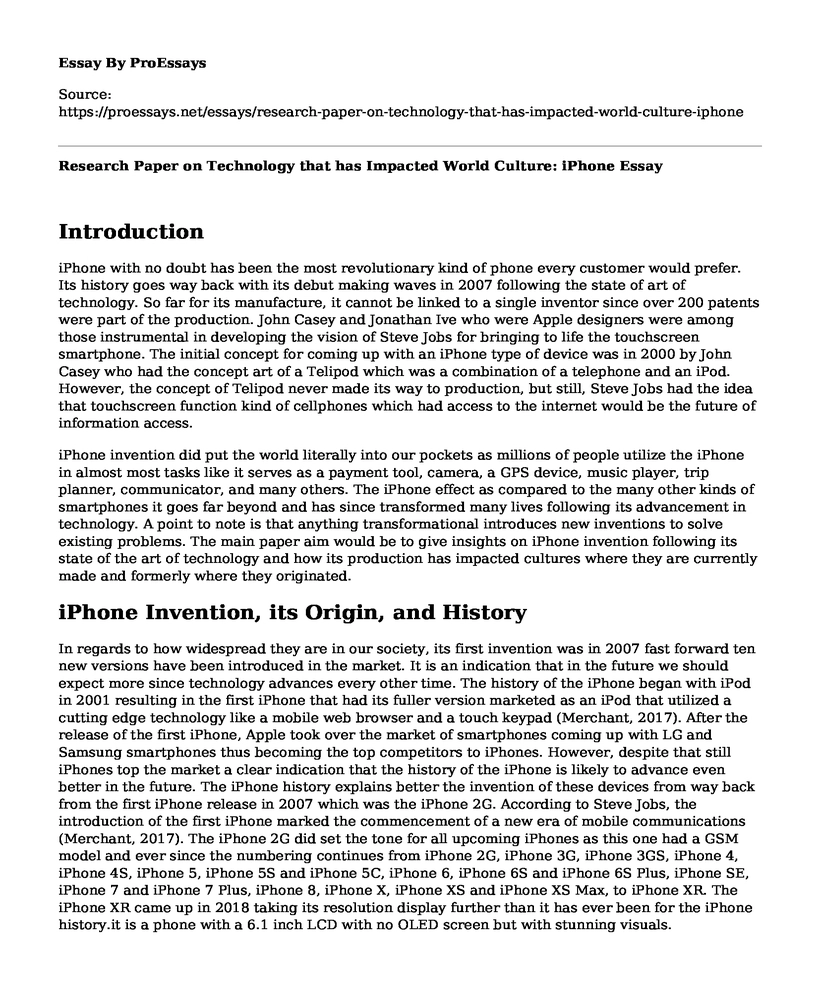 Research Paper on Technology that has Impacted World Culture: iPhone