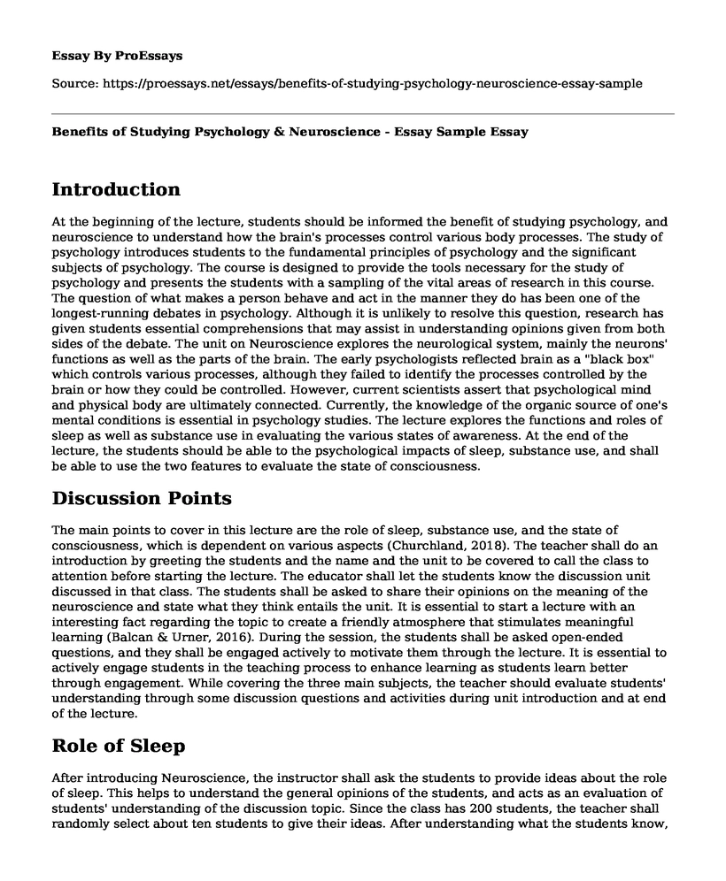 Benefits of Studying Psychology & Neuroscience - Essay Sample