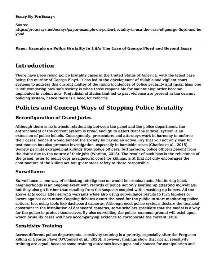 Paper Example on Police Brutality in USA: The Case of George Floyd and Beyond