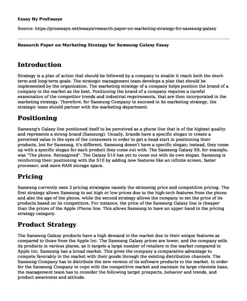 Research Paper on Marketing Strategy for Samsung Galaxy