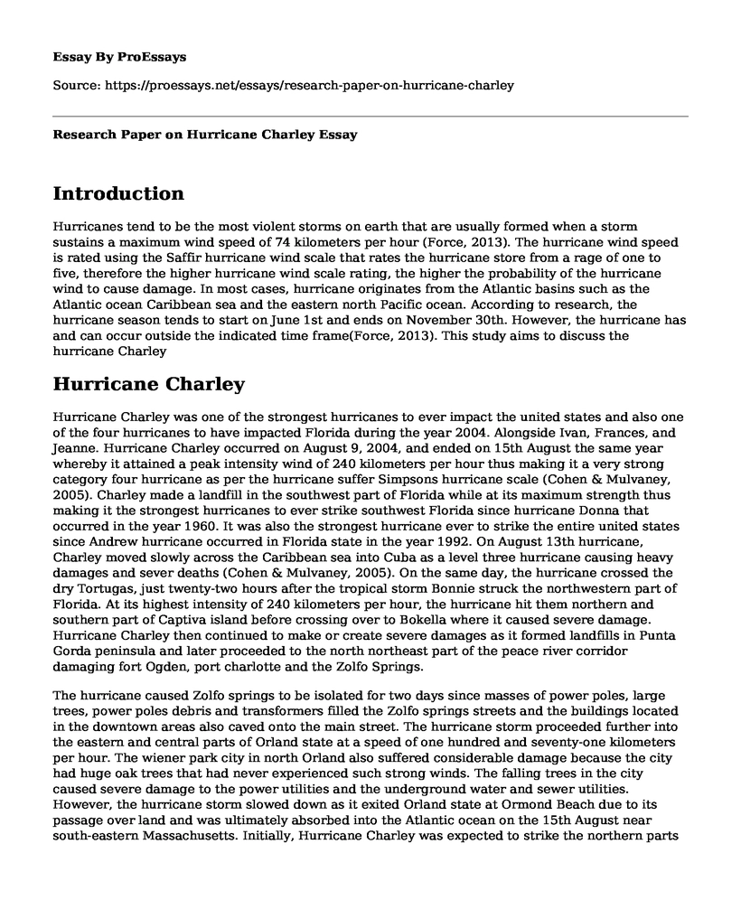 Research Paper on Hurricane Charley