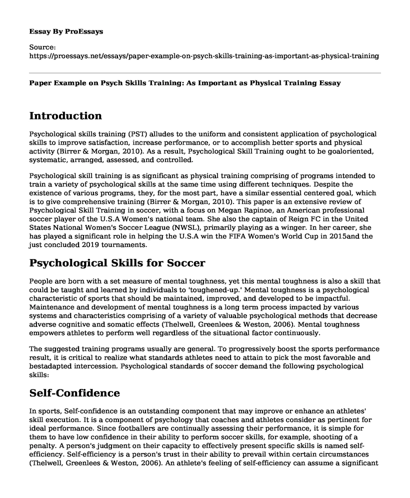 Paper Example on Psych Skills Training: As Important as Physical Training