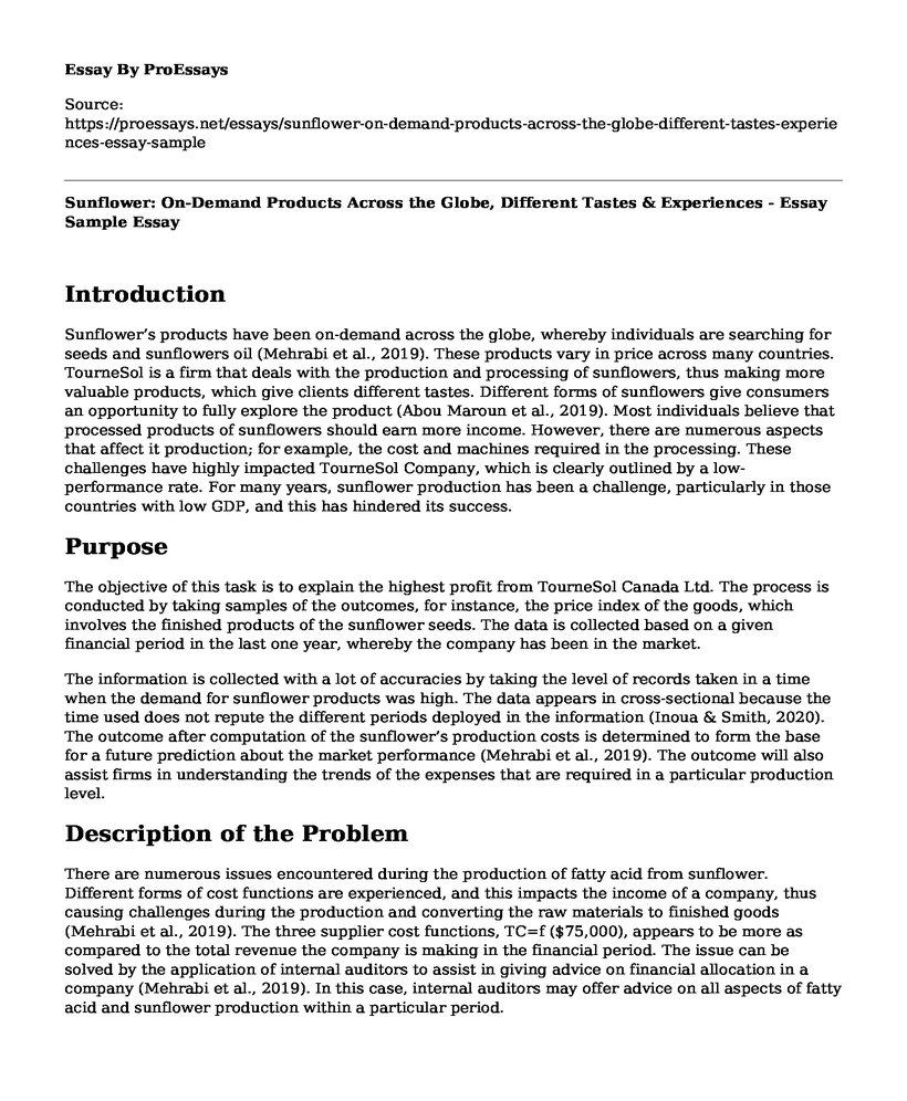 Sunflower: On-Demand Products Across the Globe, Different Tastes & Experiences - Essay Sample