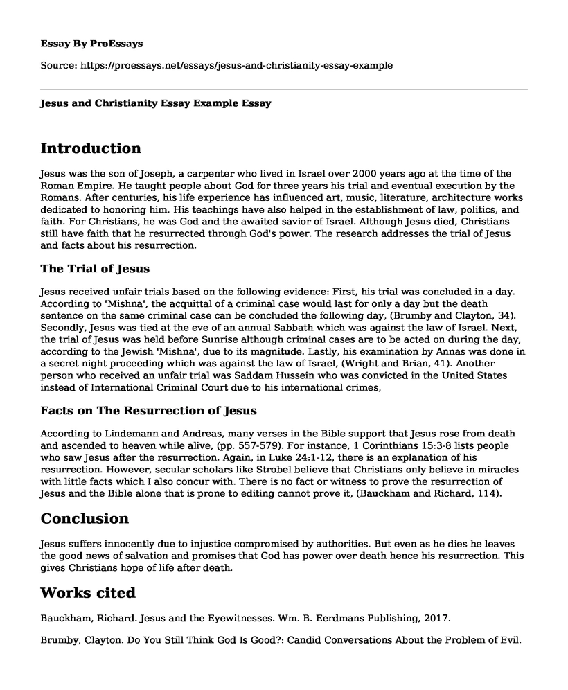 Jesus and Christianity Essay Example