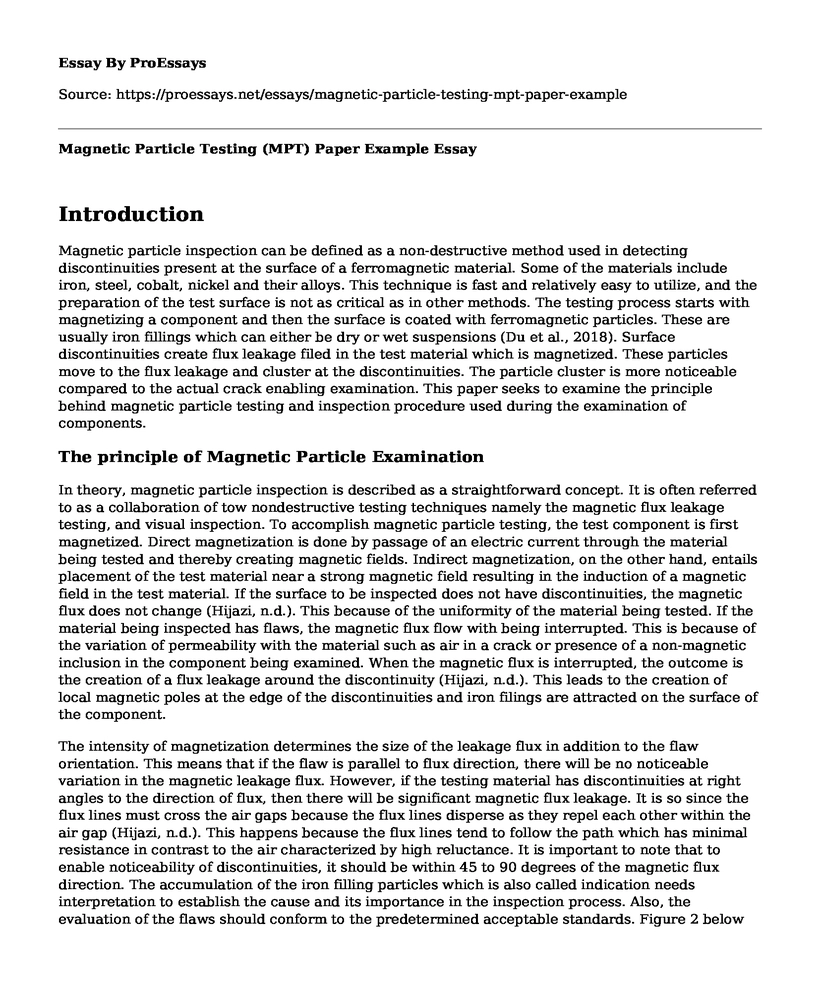 Magnetic Particle Testing (MPT) Paper Example