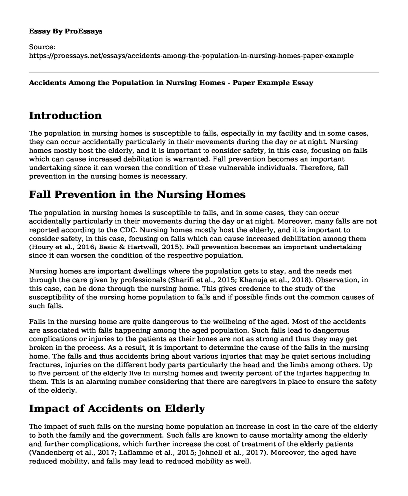 Accidents Among the Population in Nursing Homes - Paper Example