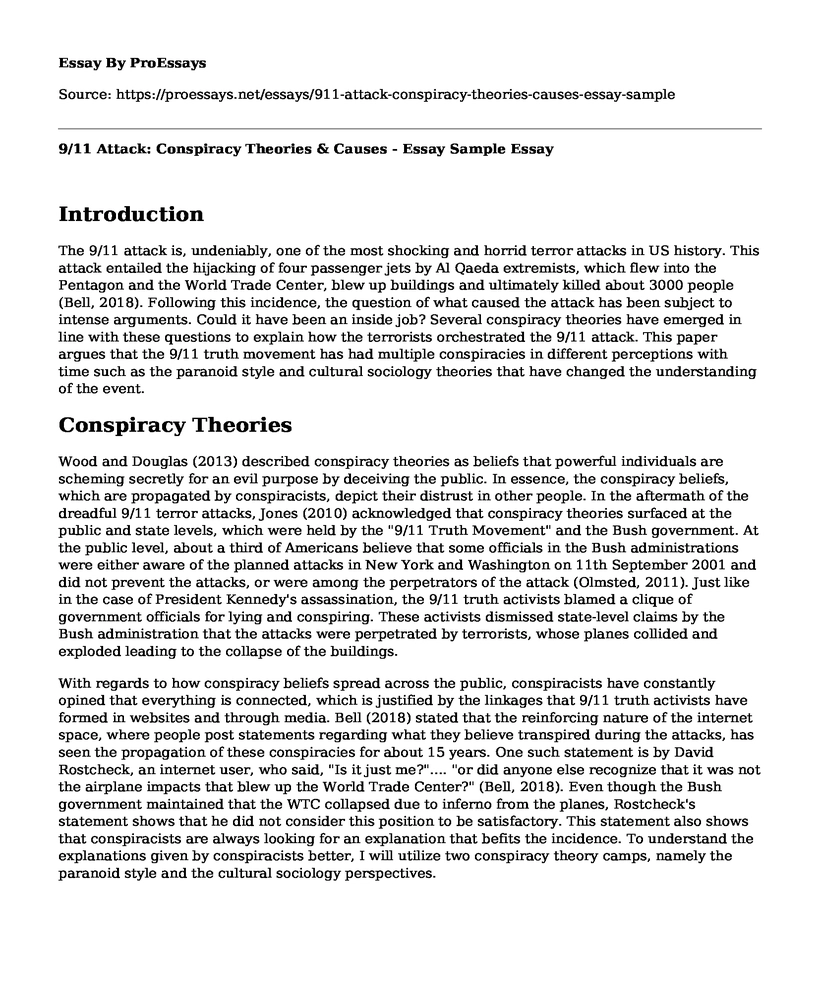 9/11 Attack: Conspiracy Theories & Causes - Essay Sample