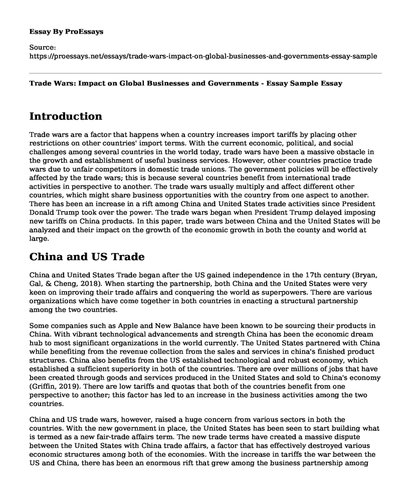 Trade Wars: Impact on Global Businesses and Governments - Essay Sample