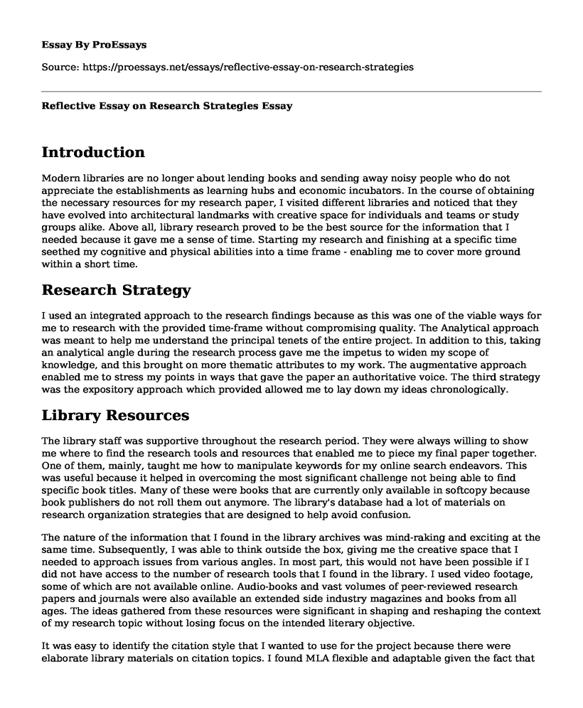 Reflective Essay on Research Strategies