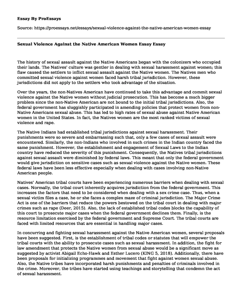 Sexual Violence Against the Native American Women Essay