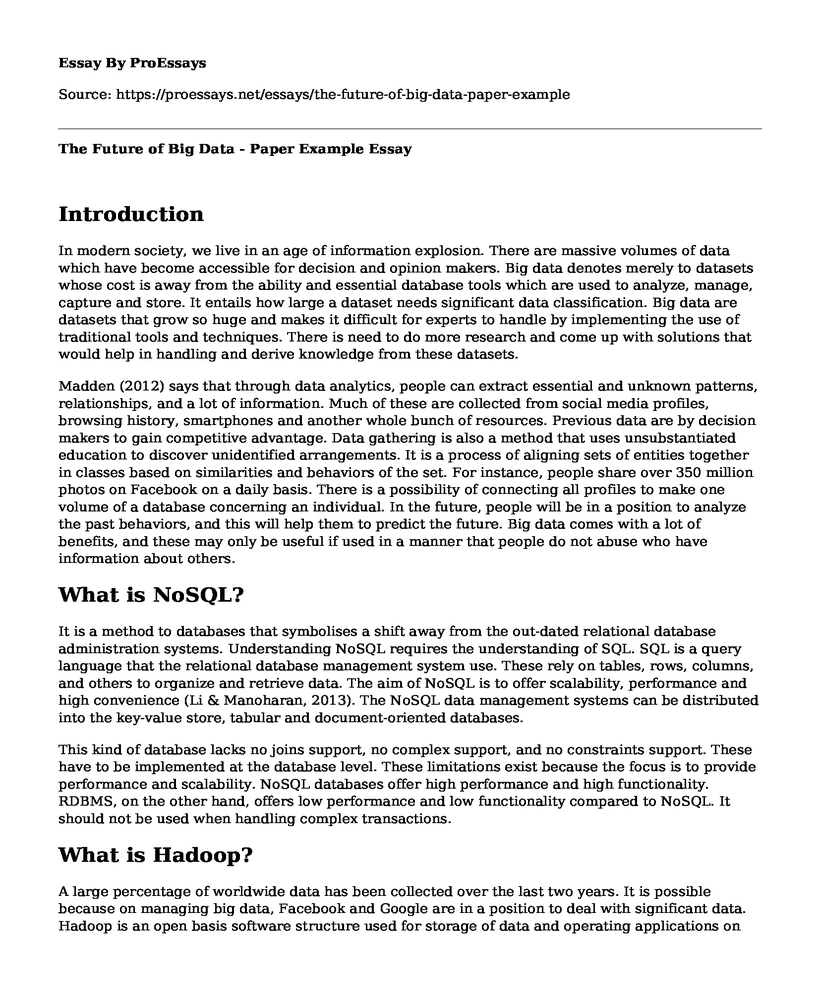 The Future of Big Data - Paper Example