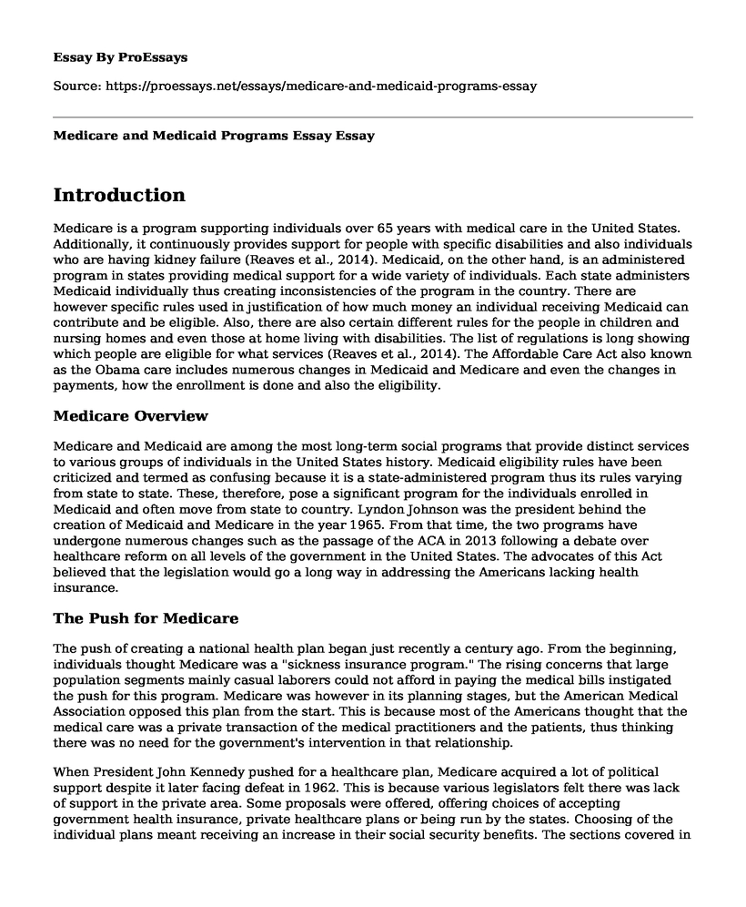 Medicare and Medicaid Programs Essay