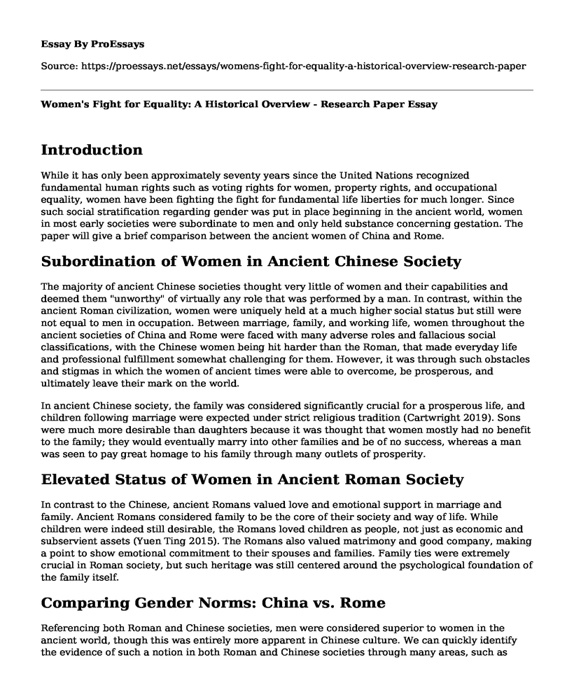 Women's Fight for Equality: A Historical Overview - Research Paper