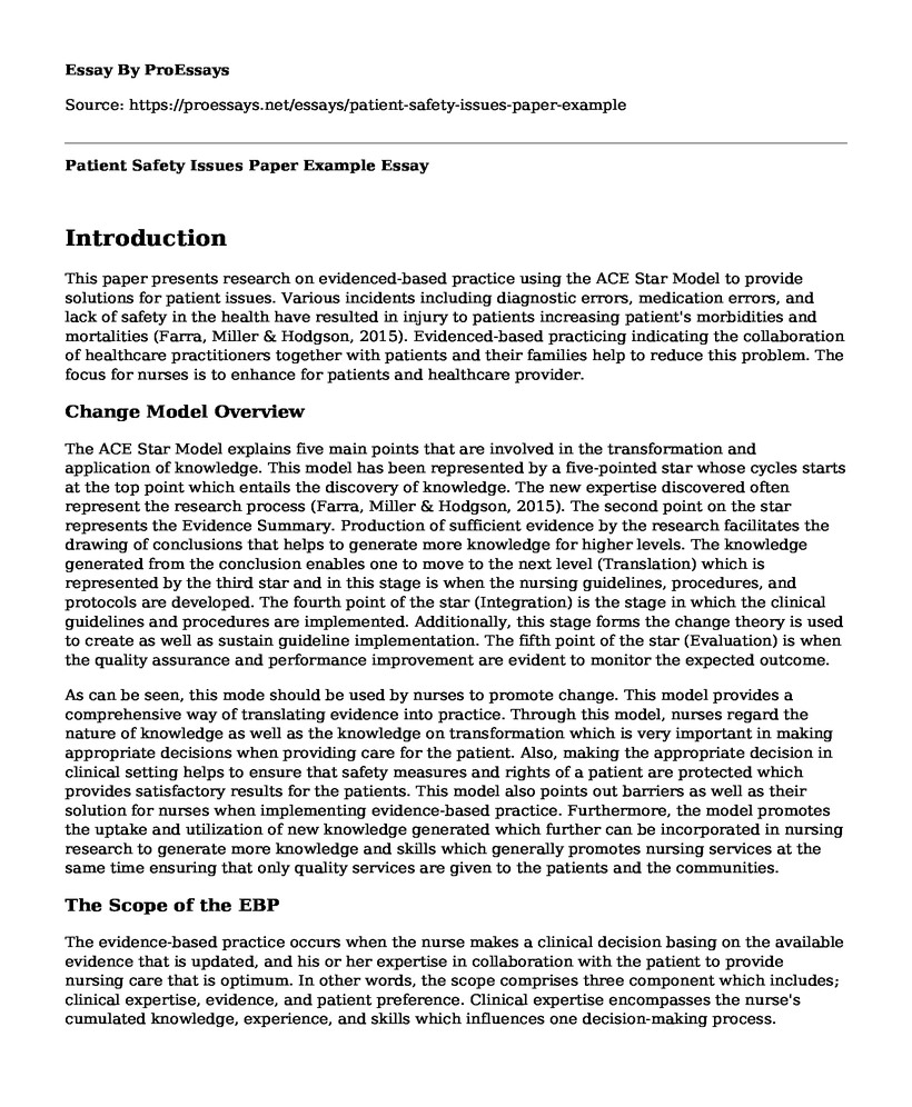Patient Safety Issues Paper Example