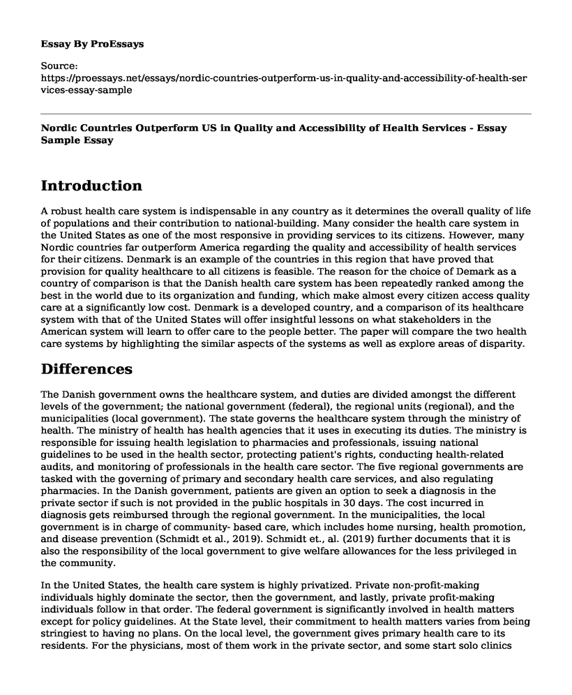 Nordic Countries Outperform US in Quality and Accessibility of Health Services - Essay Sample