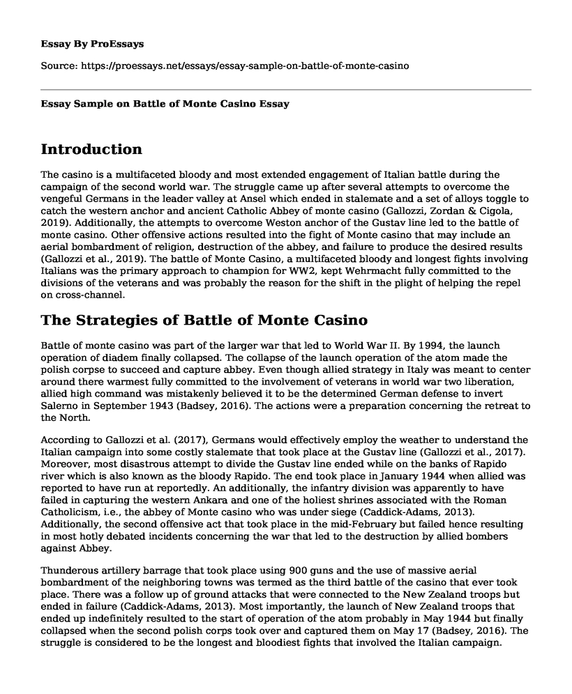 Essay Sample on Battle of Monte Casino