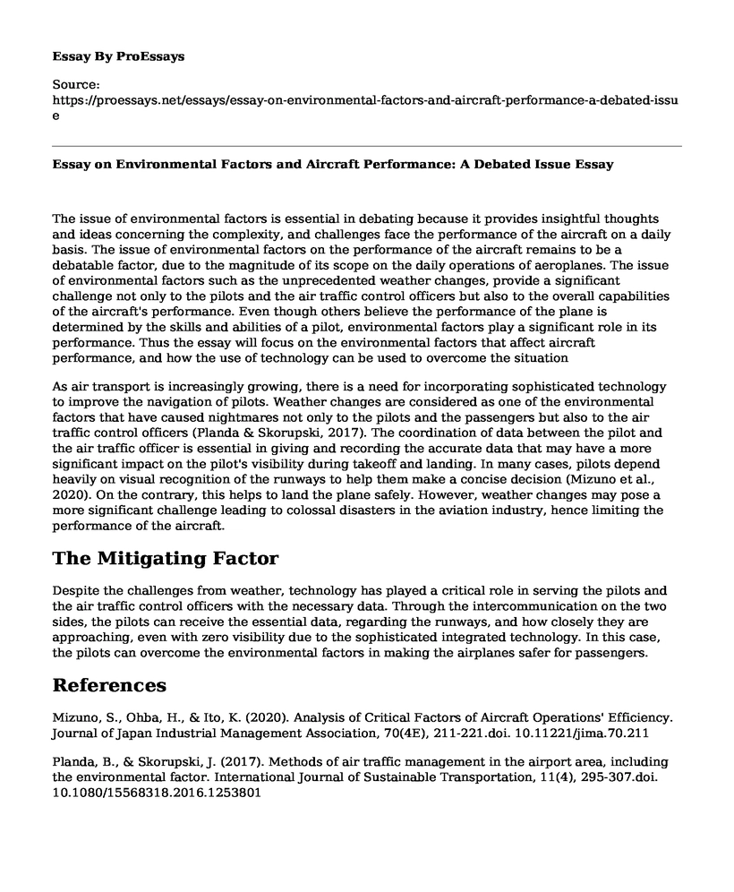 Essay on Environmental Factors and Aircraft Performance: A Debated Issue