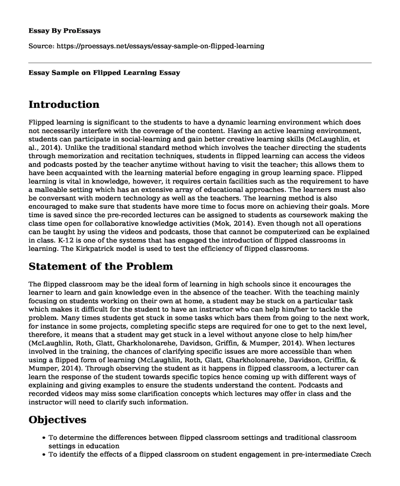 Essay Sample on Flipped Learning