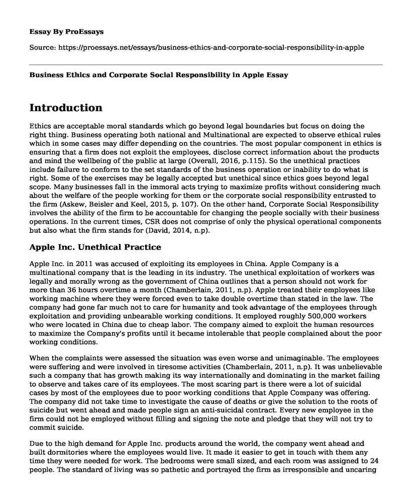 Business Ethics and Corporate Social Responsibility in Apple 
