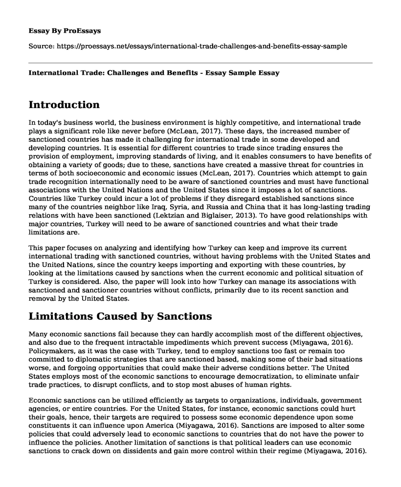 International Trade: Challenges and Benefits - Essay Sample