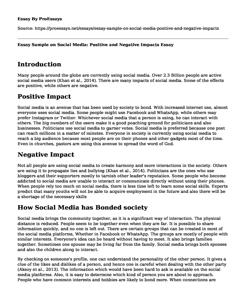 Essay Sample on Social Media: Positive and Negative Impacts